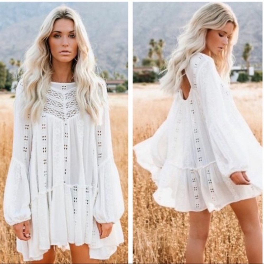 SOLD Free people kiss kiss white embroidered tunic - Picture 1 of 12